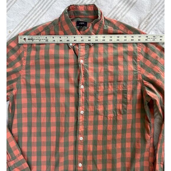J Crew Shirt Mens Size M Pink Grey Gingham Plaid Checks Button Up Collar Pocket - Picture 5 of 16
